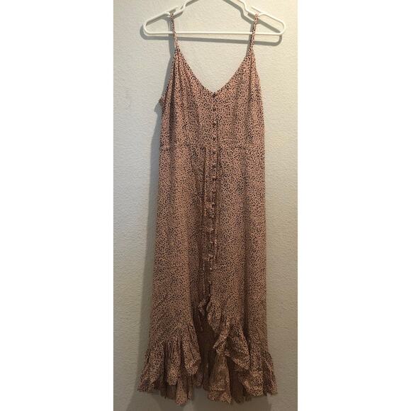 Rails Frida Rose Spotted Button Front High Low Midi Dress Size S - Picture 3 of 10